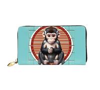 The Silent Monkey - Cartera larga con cremallera para mujer, 7.48 x 4.13 pulgadas, viene con ranuras para tarjetas de crédito en el interior, ligera y duradera., Negro -, Talla única, Moderno