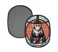 The Silent Monkey - Juego de alfombrillas de aislamiento de silicona impresas para mesa, horno, camping, barbacoa