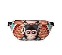 The Silent Monkey - Riñonera cruzada de gran capacidad, impermeable y resistente al polvo, cremallera segura, adecuada para viajes y actividades al aire libre, negro, talla única