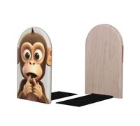 The Silent Monkey - Sujetalibros de madera para estantes, pequeños sujetalibros decorativos, antideslizantes, soportes resistentes para libros, para biblioteca en casa, oficina