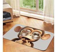The Silent Monkey - Tapete de comida para perros, 12 x 18 pulgadas, antideslizante, súper absorbente, tapete de comida para mascotas, tapete para lavavajillas para comida y agua, bonita alfombrilla de