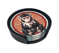 The Silent MonkeyCoaster. Juego de 6 alfombrillas antideslizantes para bebidas con almacenamiento que protegen las mesas de tazas calientes y anillos de agua.