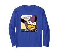 The Simpsons Bart Simpson Bartman Super Hero Watch It Dude Manga Larga, Unisex para Adultos, Azul Real, S