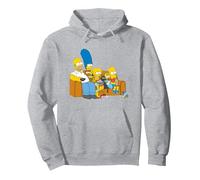 The Simpsons Homer Marge Maggie Bart Lisa Simpson Couch Sudadera con Capucha, Unisex para Adultos, Gris Jaspeado, S