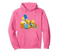 The Simpsons Homer Marge Maggie Bart Lisa Simpson Couch Sudadera con Capucha, Unisex para Adultos, Rosa Brillante, XL