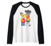 The Simpsons Homer Simpson 4th of July Beer & BBQ Cookout Camiseta Manga Raglan