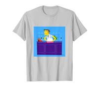 The Simpsons Moe's Tavern Bartender Camiseta, Hombre, Plata, S