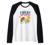 The Simpsons Party in The USA 4th of July America Fireworks Camiseta Manga Raglan