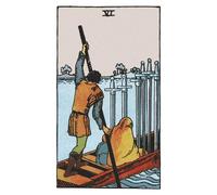 The Six of Swords: 156 College Ruled Lined Pages (78 leaves), 5x8 Notebook, Journal, Diary, Planner featuring image of The Six of Swords Tarot card