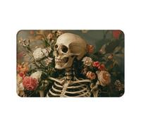 The Skeleton Man Lies Among The Flowers- Toalla de playa de terciopelo de secado rápido con estampado negro de símbolos sobrenaturales, 1 unidad, 1 unidad, toalla de playa de terciopelo de piel de