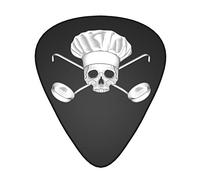 The Skull in Toque and Crossed Ladles Paquete de 12 púas para guitarra, incluye calibres delgados, medianos y pesados 3 tamaños para púas acústicas eléctricas de guitarra