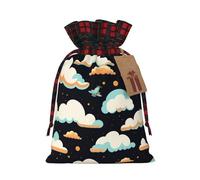 The Sky in the dark - Bolsa de yute con cordón y tela a cuadros y etiqueta de papel kraft, bolsa ligera y duradera