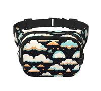 The sky in the dark - Riñonera cuadrada de doble capa con correa ajustable para actividades al aire libre, color negro, talla única, Black, Talla única