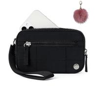 The Small Wallet 2nd Gen,Nylon Quilted Wristlet Wallets For Women,Fashion Lightweight Purse with 3 Zipper and ID Window