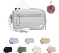 The Small Wallet 2nd Gen,Nylon Quilted Wristlet Wallets For Women,Fashion Lightweight Purse with 3 Zipper and ID Window