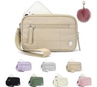 The Small Wallet 2nd Gen,Nylon Quilted Wristlet Wallets For Women,Fashion Lightweight Purse with 3 Zipper and ID Window