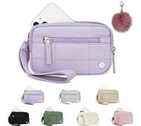 The Small Wallet 2nd Gen,Nylon Quilted Wristlet Wallets For Women,Fashion Lightweight Purse with 3 Zipper and ID Window