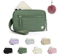 The Small Wallet 2nd Gen,Nylon Quilted Wristlet Wallets For Women,Fashion Lightweight Purse with 3 Zipper and ID Window