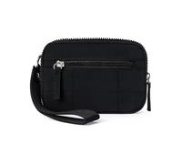 The Small Wallet 2nd Gen,Nylon Quilted Wristlet Wallets For Women,Fashion Lightweight Purse with 3 Zipper and ID Window(Black)