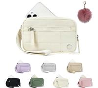 The Small Wallet 2nd Gen,Nylon Quilted Wristlet Wallets For Women,Fashion Lightweight Purse with 3 Zipper and ID Window