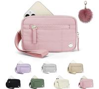 The Small Wallet 2nd Gen,Nylon Quilted Wristlet Wallets For Women,Fashion Lightweight Purse with 3 Zipper and ID Window
