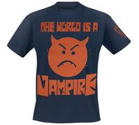 The Smashing Pumpkins World I a Vampire - Tour Shirt Hombre Camiseta Azul Marino 100% algodón Regular