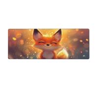 The Smiling Little Foxfloral - Alfombrilla de mouse grande con bordes cosidos, base de goma antideslizante para decoración de escritorio de oficina y hogar, 31.5 x 11.8 pulgadas