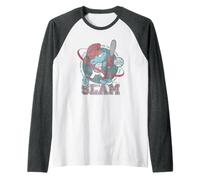 The Smurfs Big Slam Baseball Retro 90's Cartoon Camiseta Manga Raglan