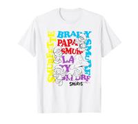The Smurfs Character Outlines and Groovy Text Cartoon Camiseta