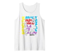 The Smurfs Character Outlines and Groovy Text Cartoon Camiseta sin Mangas