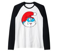 The Smurfs Classic Papa Smurf Santa Christmas Hat Camiseta Manga Raglan