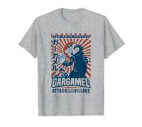 The Smurfs Gargamel's Attack Smurfs Village Kanji Retro Logo Camiseta, Hombre, Gris Jaspeado, 3XL