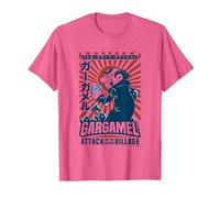 The Smurfs Gargamel's Attack Smurfs Village Kanji Retro Logo Camiseta, Hombre, Rosa Jaspeado, 3XL