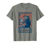 The Smurfs Gargamel's Attack Smurfs Village Kanji Retro Logo Camiseta, Hombre, Verde Militar Jaspeado, XXL