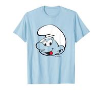The Smurfs Large Smurf Head Design Retro Cartoon Camiseta
