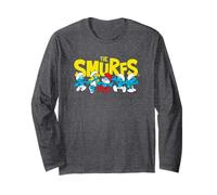 The Smurfs Logo with Smurfs Cast Retro Cartoon Manga Larga