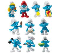 The Smurfs Paquete de 10 Figuras Clásicas del 40º Aniversario - Incluye Pitufina, Gruñón, Goloso, Papá Pitufo, Cerebrito, Forzudo, Vanidoso, Armonioso, Bromista, Chef de 5 cm - Detalles Auténticos
