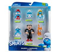 The Smurfs Pitufos VS GARGAMEL - Paquete múltiple de 6 Figuras - Cuenta con pitufeta de 2 Pulgadas, pitufo de papá, pitufo Cerebral, pitufo bebé, Azrael, gargamel de 3 Pulgadas - Detalles auténticos