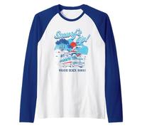 The Smurfs Smurf's Up Retro Waikiki Beach Van Travel Cartoon Camiseta Manga Raglan