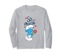 The Smurfs So Much Love Smurf Holding Flower Valentine's Day Manga Larga