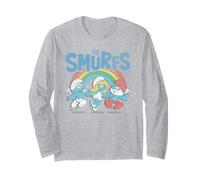 The Smurfs Vintage Rainbow with Characters Retro Cartoon Manga Larga