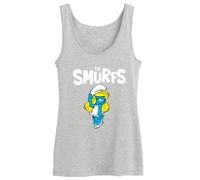 The Smurfs Wosmurftk002 Camiseta sin Mangas, Gris Melange, L para Mujer