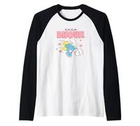 The Smurfs XOXO Bisous Butterflies and Kisses Cute Cartoon Camiseta Manga Raglan