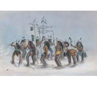 The Snow Shoe Dance. Un baile anual realizado después de la caída de la primera nieve. De Catlin North American Indian Portfolio publicado en Londres 1844 por el artista aventurero estadounidense