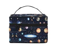 The Solar Family - Bolsa de cosméticos de viaje para mujer, (9 x 6.5 x 6.2 pulgadas), bolsa de cosméticos portátil de gran capacidad, bolsa de cosméticos grande para niñas, Negro -, Talla única