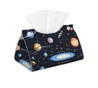 The Solar Family - Funda rectangular para caja de pañuelos de piel sintética, elegante estuche de pañuelos faciales, organizador de papel facial decorativo moderno para mesa, baño, coche