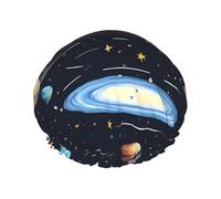 The Solar Family - Gorro de ducha de doble capa para mujer, impermeable y duradero, protege el cabello durante el baño, belleza