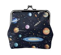 The Solar Family - Monedero pequeño para mujer, rectangular, con cierre de beso, tamaño de bolsillo, mini monedero para mujer