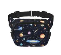 The Solar Family - Riñonera cuadrada de doble capa con correa ajustable para actividades al aire libre, color negro, talla única, Black, Talla única