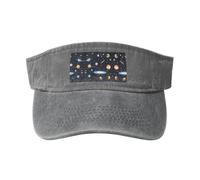 The Solar Family - Sombrero de sol hueco estampado - Moderno y versátil, unisex, un artículo imprescindible para deportes al aire libre, viajes, uso diario, gris, talla única